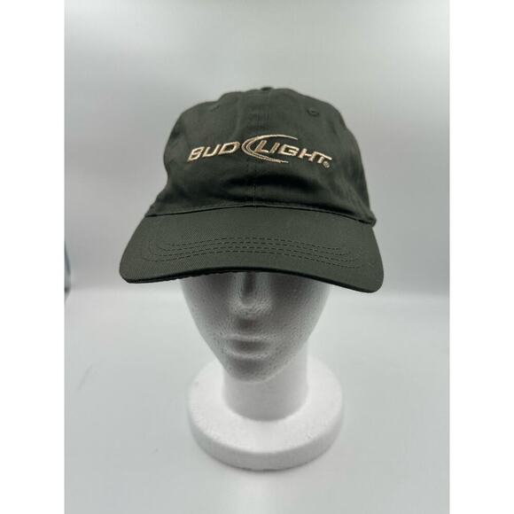 Bud Light Strapback Hat Black OSFA Adjustable Embroidered 6 Panel Cotton - Picture 2 of 4
